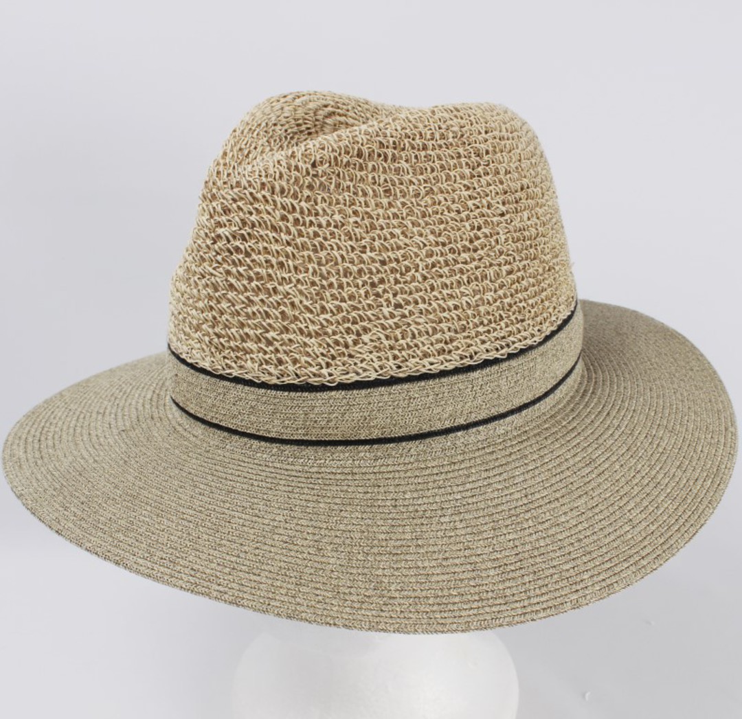 Crocheted crown fedora linen Style: HS/9119 image 0